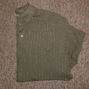 SMALL entro Women's button up Green w/ Metallic